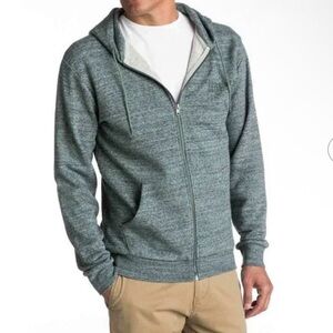 Mens Quicksilver Full Zip Jungle Forest Heathered Green Lightweight Hoodie Small